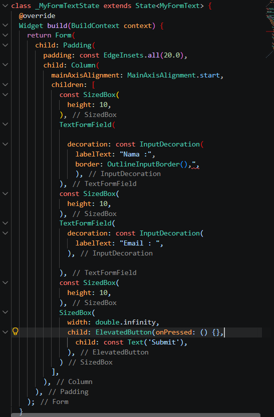 Tampilan Basic Form TextFormField