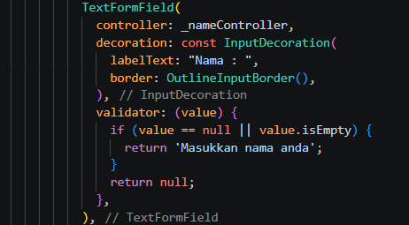 Validasi TextFormField