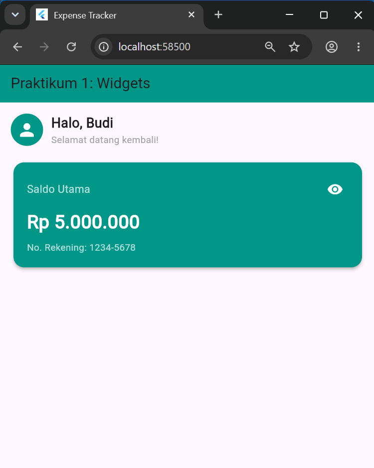 DashboardScreen dengan Scaffold
