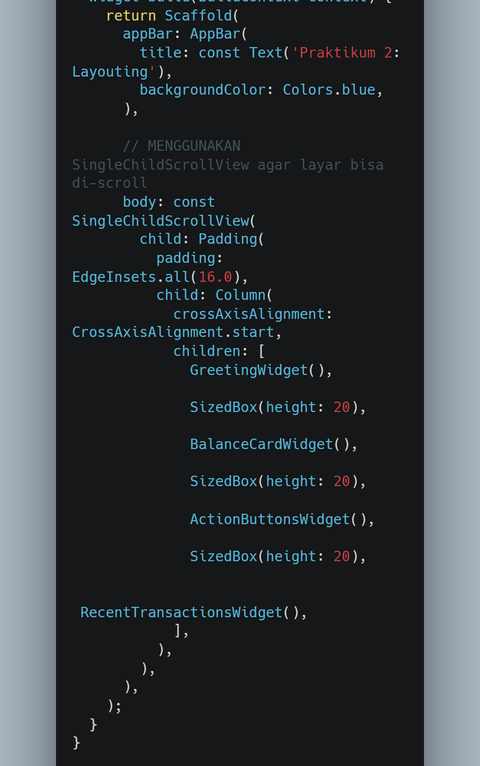 SingleChildScrollView