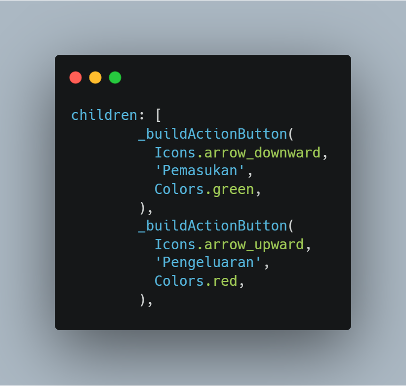 Warna trailing text pengeluaran menjadi merah dan text pemasukan menjadi hijau