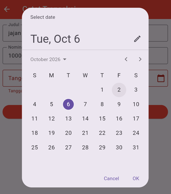 Pemilihan tanggal dengan showDatePicker